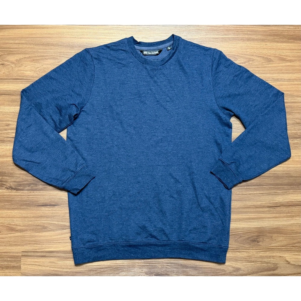 Travis Mathew Fink 2.0 Golf Crewneck Sweater Mens Blue Heather Pullover Sz M